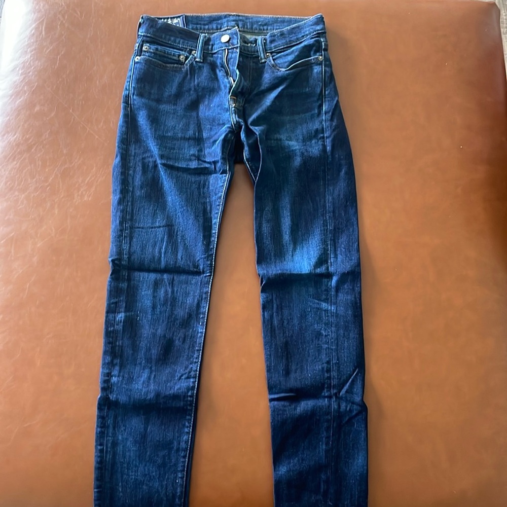 Abercrombie dark blue jeans. Stretch material. Size Felix Super Skinny 29w 30l.
